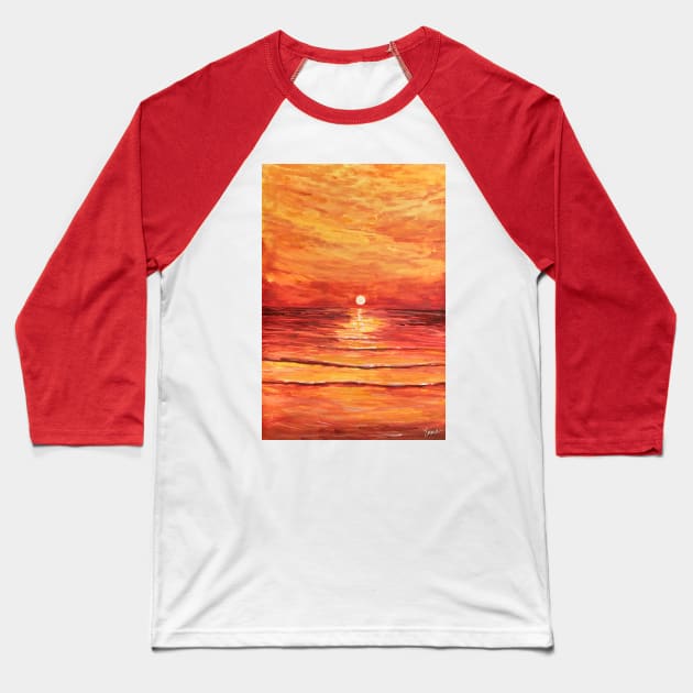 Red Sunset Baseball T-Shirt by emmawtj